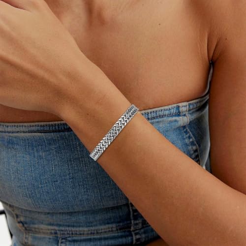Gold Bracelets Cuban Link Bracelet Gold Jewelry Bangle for Women - color: Silver