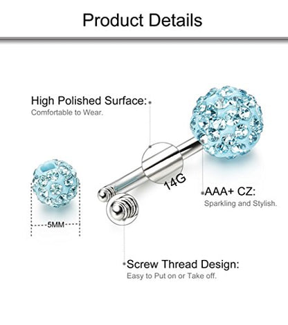 FIBO STEEL 5 Pcs 14G Stainless Steel Belly Button Rings Navel Barbell Body Jewelry Piercing - style: Style B