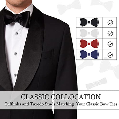 AMITER Crystal Cufflinks and Tuxedo Studs for Men, Cuff Links Suits for Shirt Formal Dress Business Wedding Anniversary - color: Grey