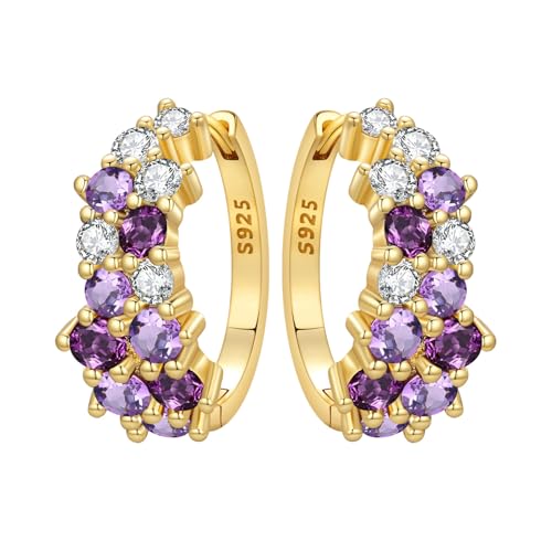 Floral Hoop Earrings 925 Sterling Silver with 14K Gold Plating – Lightweight CZ Flower Hoops | Hypoallergenic Jewelry for Women | Gift Box + Polishing Cloth - color: 21mm gold earrings
