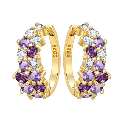 Floral Hoop Earrings 925 Sterling Silver with 14K Gold Plating – Lightweight CZ Flower Hoops | Hypoallergenic Jewelry for Women | Gift Box + Polishing Cloth - color: 21mm gold earrings