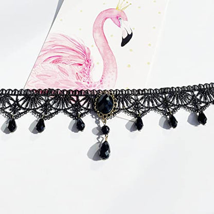 Black Sexy Lace Choker Necklaces Gothic Tassel Collar Choker Halloween Party Accessories for Women - color: Black necklace 3