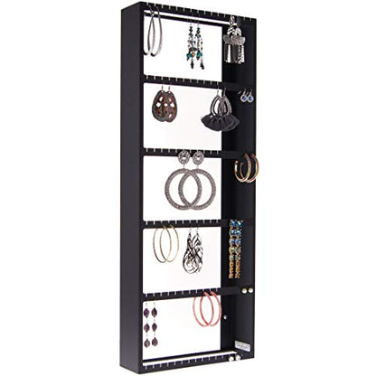 Angelynn's Extra Large Wall Mounted Big Earring Holder Organizer, Jennifer Black, 9"x23" - color: Black, size: Jennifer 9"x23"