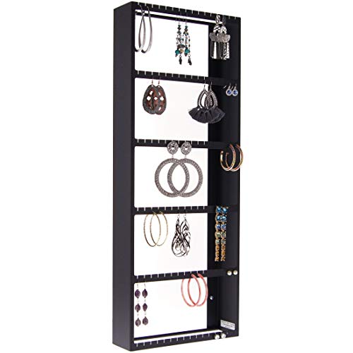 Angelynn's Extra Large Wall Mount Big Earring Holder Organizer Jewelry Storage Rack Jennifer Black - color: Black, size: Jennifer 9"x23"