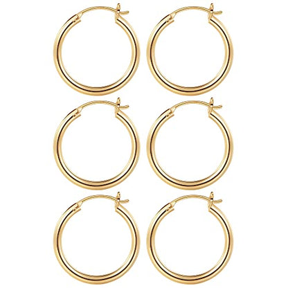 M MOOHAM Hoop Earrings for Women, Hypoallergenic 14K Gold Plated Earrings | Gold Plated Hoop Earrings Set for Sensitive Ears, Earring Stack for Women Trendy, Jewelry Gifts Lightweight 13-60mm - color: 3pairs-20/20/20mm-Gold-plated