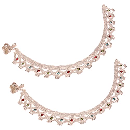 Touchstone Indian anklets for women gold silver payal set jewelry simple jhanjar bollywood handcrafted pretty stylish designer paazeb - style: D037 Multicolor