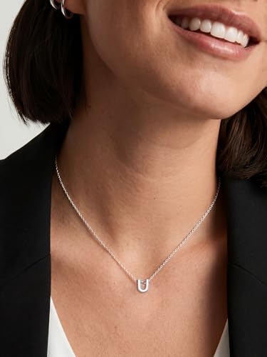 ChicSilver 925 Sterling Silver Initial Necklace for Women Dainty Letter Jewelry Personalized Gift - style: 21.U