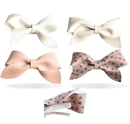California Tot Girl's Mixed Bow Clips Fully Lined Strong Grip Non Slip for Fine Hair (Mia Set of 4) - color: Mia Set of 4