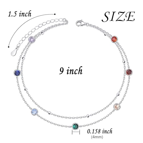 Anklets for Women 925 Sterling Silver Blue Evil Eye Infinity Butterfly Adjustable Multilayer Layered Summer Beach Ankle Bracelet Foot Chain Jewelry for Women - style: Chakra