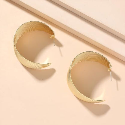 Large Hoop Earrings for Women Lightweight Chunky Earrings | Big Hoop Earrings for Women Chunky Jewelry 70s Outfits for Women - style: Dangle-Gold-02