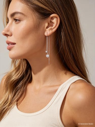 Silver Dangle Earrings Women Dangling Drop Bridesmaid Wedding Prom Jewelry - color: Silver square disc