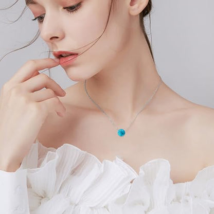 925 Sterling Silver Black Pearl Necklace Choker Jewelry Birthday Gifts for Women - style: Turquoise