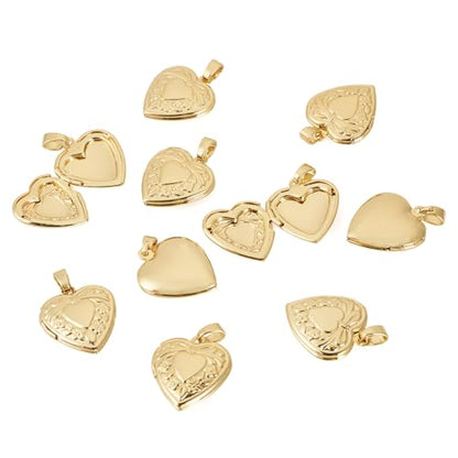Craftdady 18K Gold Plated Brass Photo Locket Frame Pendants Charms for Necklaces Personalized Jewelry Crafts Making - size: 22.5x19.5mm Heart c