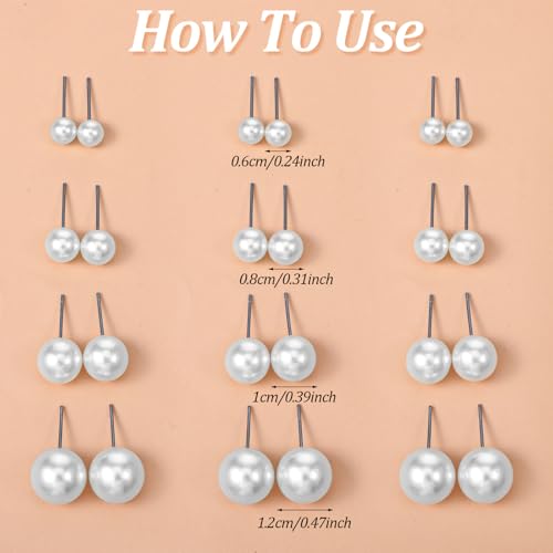 JJUNW 24 Pairs Pearl Earrings for Women, Pearl Earrings Stack, Mixed Size Pearls Earring Pack Fake Pearling Stud Ear Stack, Big Pearls Ear for Bridal Wedding Christmas Jewelry