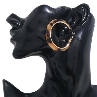 Tortoiseshell Hoop Earrings for Women Colorful Leopard Charm Earrings C-Shaped Circular Statement Earring Lightweight Resin Earring Party Holiday Birthday Party Daily Wear Jewelry - color: Brown