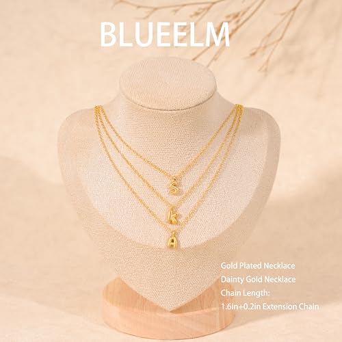 Initial Necklaces For Women, Dainty Gold Bubble Initial Necklace 14K Gold Plated Letter For Women Trendy Cute Name Custom Necklace Non Tarnish Personalized Necklaces Waterproof Jewelry Preppy Stuff - color: gold-T