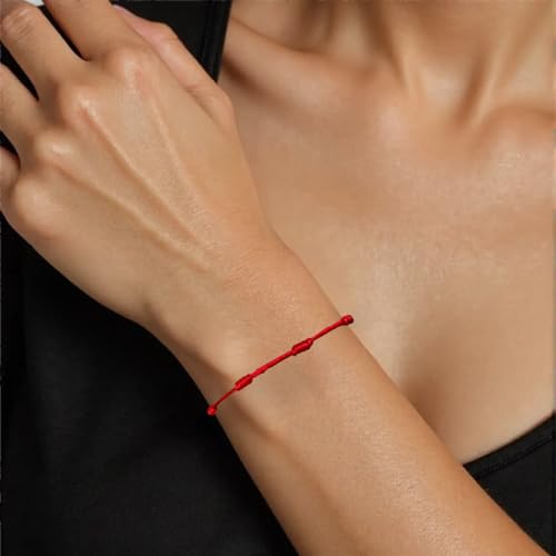 Red String Bracelet with Initial Letter and 7 Protective Knots – Adjustable Kabbalah Bracelet for Women & Men, Personalized Good Luck Charm for Positive Energy - color: s