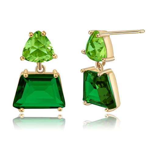 Hypoallergenic Brown Crystal Dangle Earrings for Women | Fashionable Amber Drops Ideal for Sensitive Ears - color: Green, size: Large