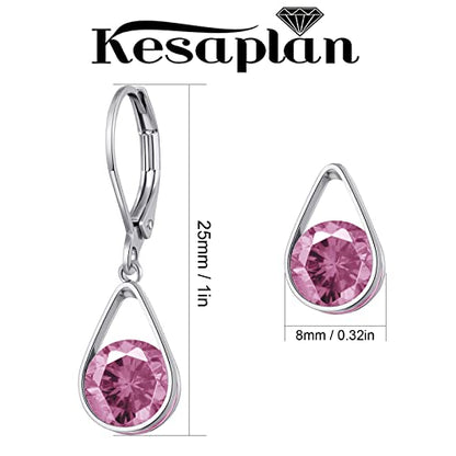 Multicolor Crystal Dangle Studs Earrings Set for Women 925 Silver Hypoallergenic Dangle Earrings Leverback Drop Earring Fashion Cubic Zirconia Leverback Stud Earring Sets Trendy Cubic Zirconia Jewelry Gifts for Women - style: 6-T-S