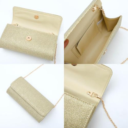 NEWITIN Purse Rhinestone Jewelry Set for Women Prom Jewels Crystal Clutch Purse Necklaces Rings Bracelets Earrings Gold Silver Jewelry Set for Women Bride - color: 6 Pieces Gold