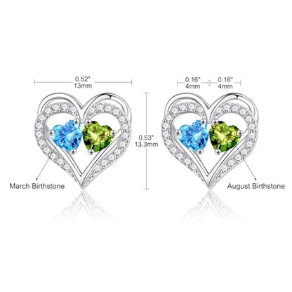 Iefil Birthstone Earrings for Women - 925 Sterling Silver Birthstone Earrings, Anniversary Birthday Gifts for Women Wife Girlfriend Mom - color: 03-08-Mar-Aug Birthstone