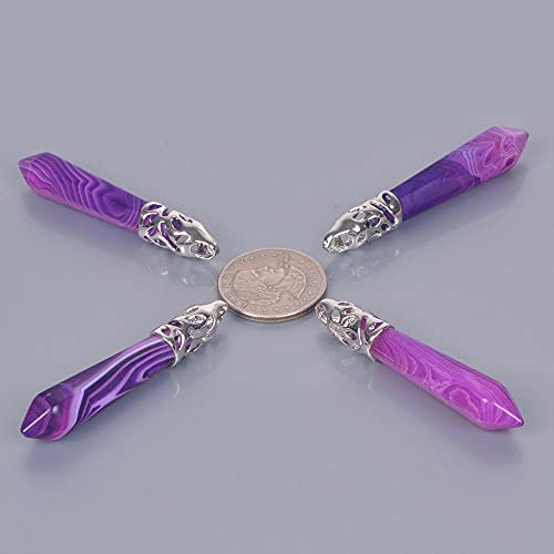 Justinstones Hexagonal Pointed Reiki Chakra Pendant Stainless Steel Chain Necklace 20 Inch Iron Gift Box - color: Purple Brazilian Agate