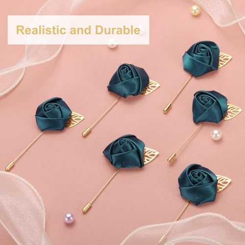 uxcell 24pcs Steel Blue Rose Boutonnieres Flower Pins for Wedding | Buttonholes Pocket Boutonnieres for Wedding Ceremony Anniversary Prom Formal Dinner Party - color: Steel Blue