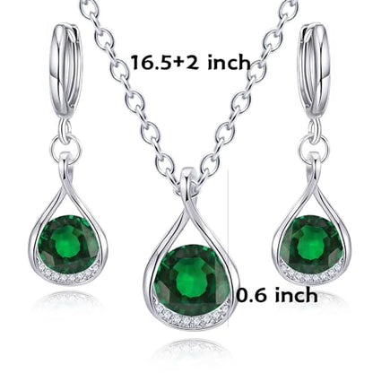 IFKM Silver Jewelry Sets For Women Rhinestone Pearl Crystal CZ Choker Necklace Earrings Bracelets Set For Bridal Bridesmaid Accessories Wedding Prom Anniversary Birthday Gifts - color: Green