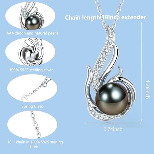 NONNYL Necklace Gifts for Women-Mothers Day Gift for Mom Her Wife Coules Girlfriend-Gifts for Wife Women Wedding Birthday Anniversary Jewelry, Christmas Day Valentine's Gift, Pearl Necklaces - color: Tahitian Black Pearl Necklace