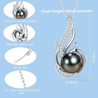 NONNYL Necklace Gifts for Women-Mothers Day Gift for Mom Her Wife Coules Girlfriend-Gifts for Wife Women Wedding Birthday Anniversary Jewelry, Christmas Day Valentine's Gift, Pearl Necklaces - color: Tahitian Black Pearl Necklace