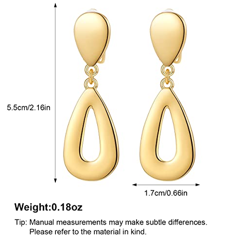 MUYAN Gold Clip On Drop Earrings for Women Non Piercing Dangle Earrings Fashion Jewelry - color: A Clip Gold
