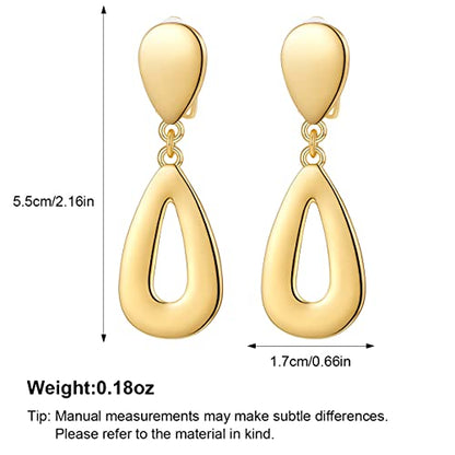 MUYAN Gold Clip On Drop Earrings for Women Non Piercing Dangle Earrings Fashion Jewelry - color: A Clip Gold