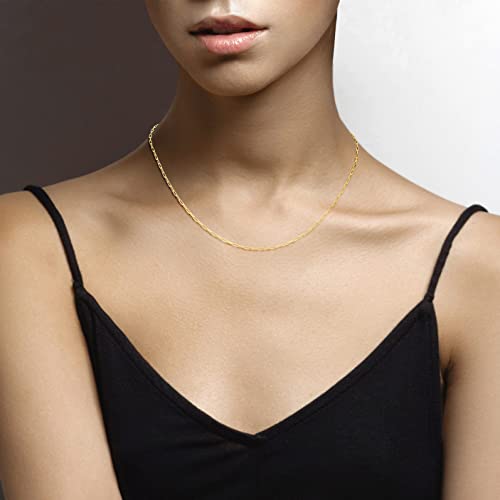 Miabella Italian Solid 925 Sterling Silver, 18Kt Gold Plated 2mm Paperclip Link Chain Necklace for Women, Made in Italy - size: Length 18 Inches, style: yellow-gold-plated-silver