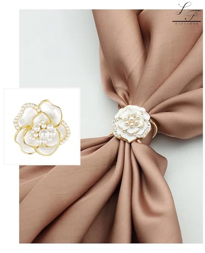 Scarf Rings Buckle And Slides For Women Scarves Pin Tshirt Ties Clip For The Side 3CP - color: Camellia silk scarf buckle