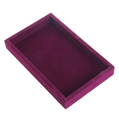 Youngy Velvet Jewelry Tray, Stackable Showcase Display Organizer for Ring Earring Necklace Pendants Bracelet Purple Red