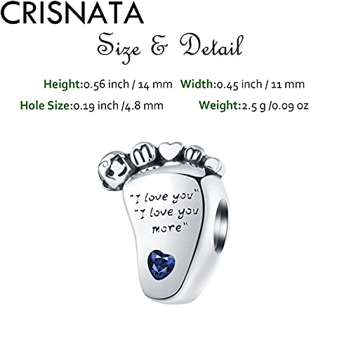 925 Sterling Silver Mothers Day Series Charms - Artist, Autism, Mother Daughter & Baby Foot Charms, Mom Crown & Nana Beads - Fits European Bracelet or Necklace - Gifts for Family, Lovers & Friends - color: Blue Baby Foot Charms