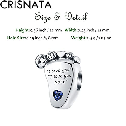 925 Sterling Silver Mothers Day Series Charms - Artist, Autism, Mother Daughter & Baby Foot Charms, Mom Crown & Nana Beads - Fits European Bracelet or Necklace - Gifts for Family, Lovers & Friends - color: Blue Baby Foot Charms
