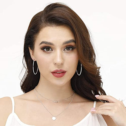 3 Pairs Sterling Silver Large Hoop Earrings Set for Women 40 50 60MM | 14K White Gold Plated, Hypoallergenic - style: Ab:Silver 3 pairs 40mm