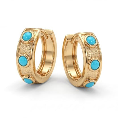 VACRONA Cubic Zirconia Huggie Earrings 14k Gold Plated Tiny Earrings Small Huggie Hoop Earrings Simple Lightweight Hoops Gift for Women - color: Turquoise hoop
