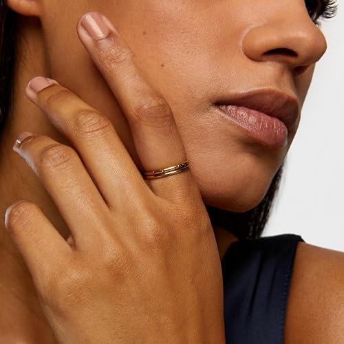 Hey Harper Gold Ring for Women - Gold Plated Stacking Waterproof & Sweatproof Jewerly Ring - Everday Non Tarnish Cute Fashion Circle Rings - style: Janis Rings