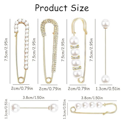 12 PCS Sweater Shawl Clips Retro Sweater Shawl Clips Faux Crystal Pearl Brooch Pins for Women Girls Costume Accessory - color: Classic