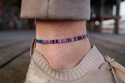 Made by Nami Surfer Anklet for Men and Women Waterproof and Adjustable Surfer Ankle Bracelet String Ankle Bracelet Beach Accessory for Ethnic Hippie Style - color: Purple