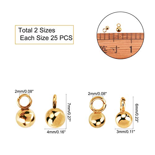 UNICRAFTALE Sphere Charms 304 Stainless Steel Round Ball Pendants Vacuum Plating Charm or Necklace Bracelet Jewelry Making - color: Gold, size: 3/4mm Diameter