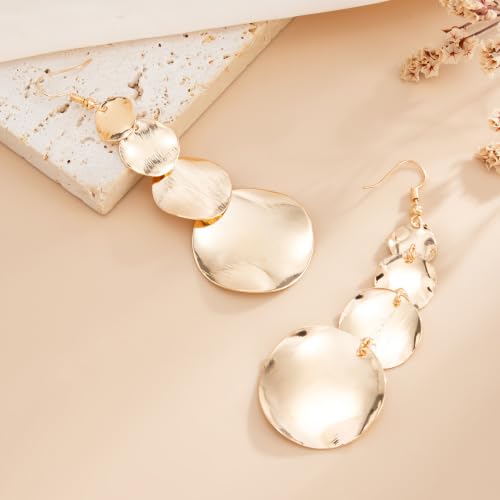 Gold Disc Tassel Dangle Drop Earrings for Women Layered Sequins Dangling Earring Sparkling Hanging Statement Jewelry Gift - color: gold3