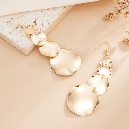 Gold Disc Tassel Dangle Drop Earrings for Women Layered Sequins Dangling Earring Sparkling Hanging Statement Jewelry Gift - color: gold3