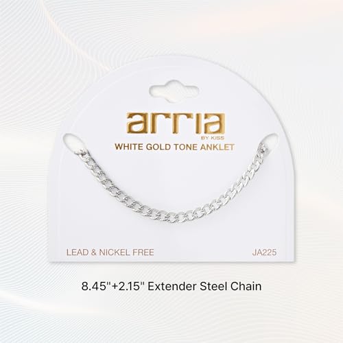 ARRIA Gold Plated & Stainless Steel Anklets for Women, Stackable Trendy Jewelry, Layered Dainty Bold Summer Styles, Lead & Nickel Free, Hypoallergenic, Tarnish-Resistant - color: Silver, style: Textured Chain
