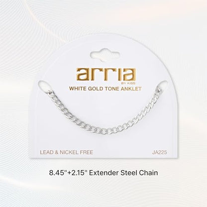 ARRIA Gold Plated & Stainless Steel Anklets for Women, Stackable Trendy Jewelry, Layered Dainty Bold Summer Styles, Lead & Nickel Free, Hypoallergenic, Tarnish-Resistant - color: Silver, style: Textured Chain