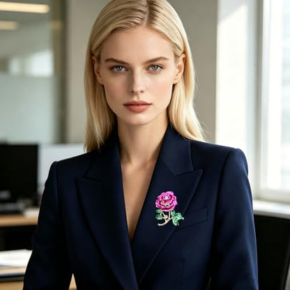 Magnolia Rose Tulip Flower Brooch Pin Alloy Enamel Floral Brooch with Natural Faux Pearl Elegant Lapel Pin for Dress Scarf Coat Women Jewelry