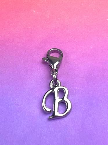 Initial Italic Cursive Stainless Steel Clasp Clip on Charm Graduation Cap Tassel Event Party Invitation Card Baby Shower Birthday Thank You Celebration Personalized Congratulations Choice of 26 Letters - style: Letter B
