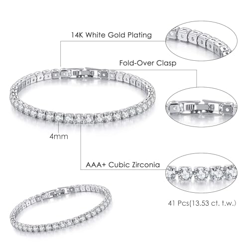 Women's 14K Gold Plated Jewelry Bracelet Set - Stylish Thin Dainty Chain, Stackable Cuban Link and Paperclip Bracelets - style: Silver 6.5inch